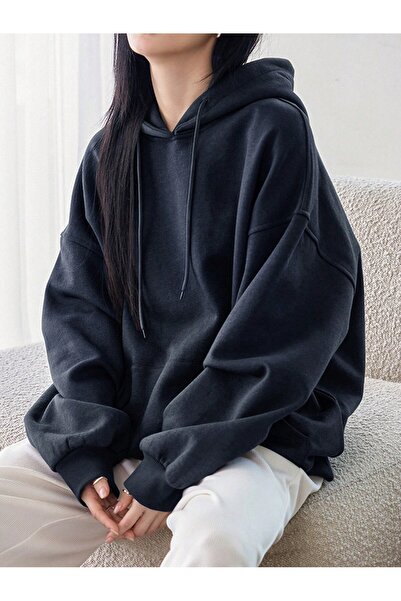 EYAX MODA KADIN KAPÜŞONLU SWEATSHIRT - Büyük Beden Sweatshirt