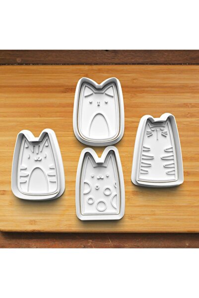 Hobist مجموعة قوالب لصنع البسكويت والحلوى على شكل قطط لطيفة مكونة من 4 قطع k01