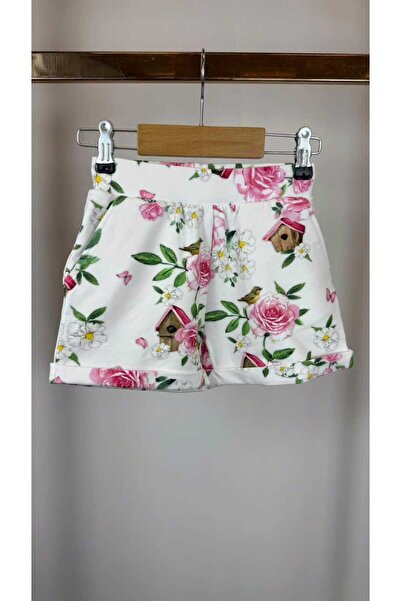 Monnalisa Girl's Floral and Bird House Patterned Pocket Shorts
