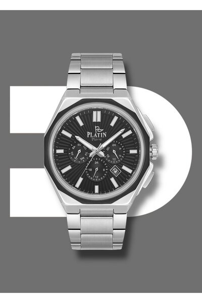 Platin Pierre Silver Color Black Dial Steel Cord 3 Atm Waterproof Functions Active Original 2 Years Warranty