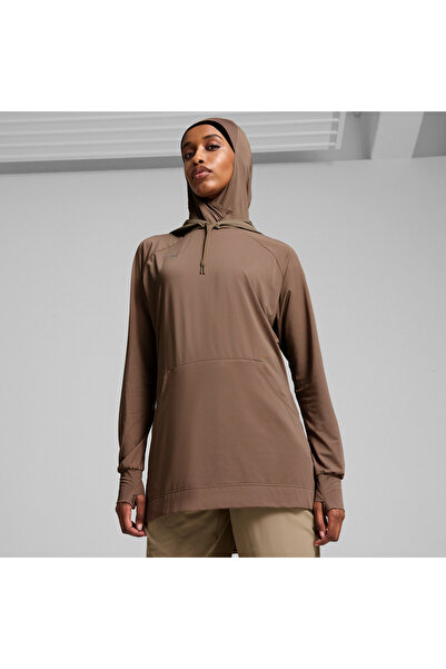 Puma Womens Modest Activewear Training Hoodie - Brown