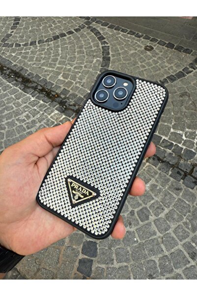 madamcase İPHONE 12 PRO MAX FULL SİYAH TAŞLI TELEFON KILIFI