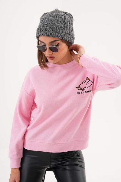 ŞİMAL Дамска блуза с бродерия на патица, плетена в стил Солун 255077 -