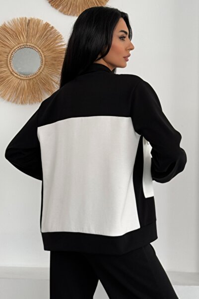 Ded COLLECTION Women's Large Flap Pocket Detailed Zippered Top Wide Leg Bottom Modal Set