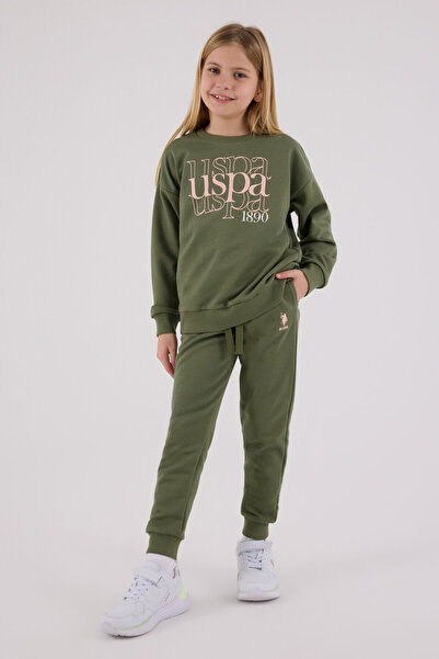 U.S. Polo Assn. طقم جمبسوت كاكي للبنات من يو إس بولو أسن