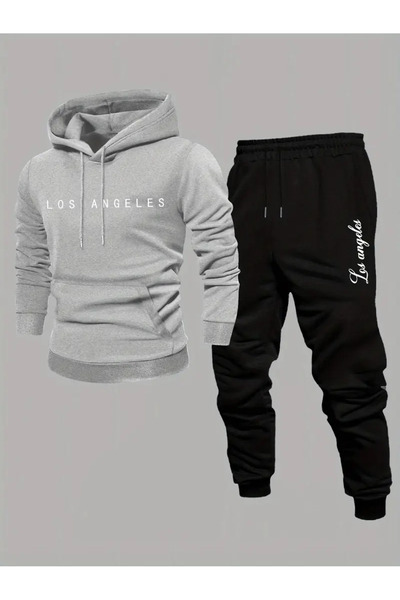 bellanova Erkek Casual Loose Fit Hoodie & Pantolon Seti - "Los Angeles"