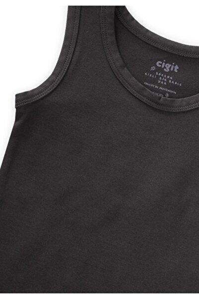 Cigit Triple Wide Strap Tank Top Set 2-9 Years Black