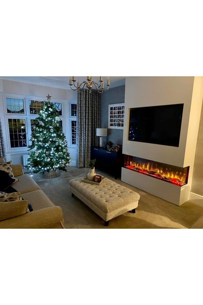 SAFECARE Semineu Electric Incorporabil 3D de Perete cu Sunet, WI-FI, 7 culori, 150 cm,