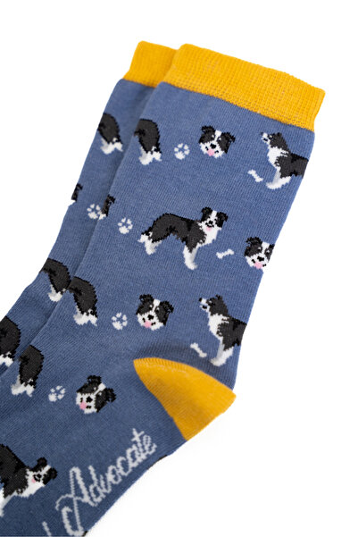 Trampoline Dog Patterned Long Socks - Patterned Socks - Blue Long Socks