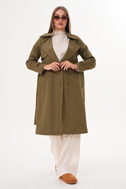 ŞİMAL Kadın Kuşak Detaylı Uzun Trenckot 255115 -