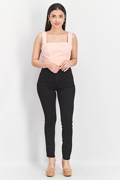 Noisy May Women Regular Fit Plain Stretchable Denim Jeans, Black