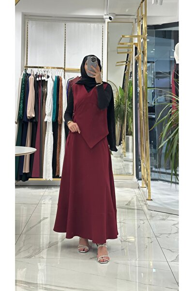 She Olive Hijab Suit with Pocket Detail Crepe Fabric Skirt – for Daily Wear and Special Occasions