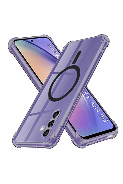 SKYDDAR INNOVATION Carcasă pentru Samsung Galaxy A54, carcasă din silicon MagSafe rezistentă la șocuri, set de autocolante, fumuriu