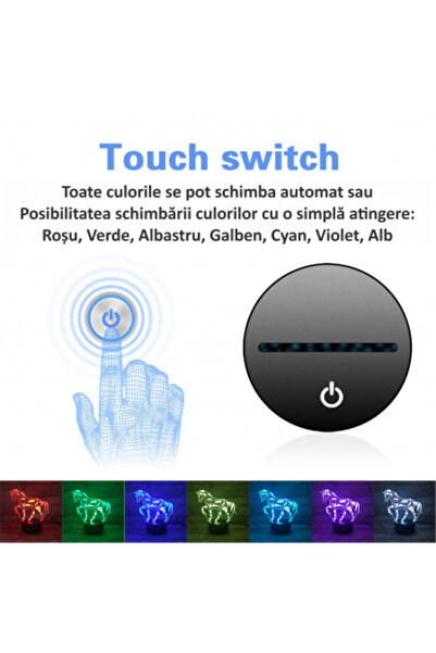 FizioTab FizioTab® 3D LED Night Light 7 Colors, Ambient Light, USB Power, Horse