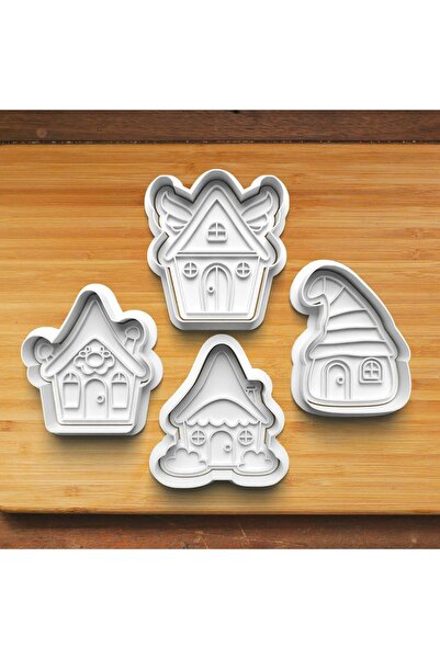 Hobist مجموعة من 4 قوالب لصنع الكوكيز وعجينة السكر من Sweet Fairy Tale Houses