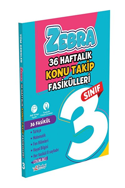 Berkay Yayıncılık 3.SINIF ZEBRA 36 HAFTALIK KONU TAKİP FASİKÜLLERİ TÜM DERSLER