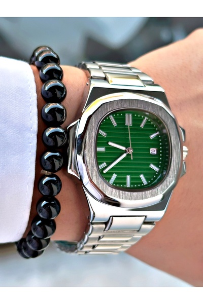 Tisaati Special Design Eşref Single Watch Model Metal Band Men's Wristwatch with Calendar - Gift Bracelet