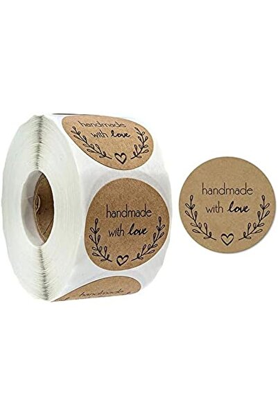 Wownect Brown Kraft Paper Labels Stickers Handmade With Love [1 inch][500 Pcs Labels] for Baking Pac
