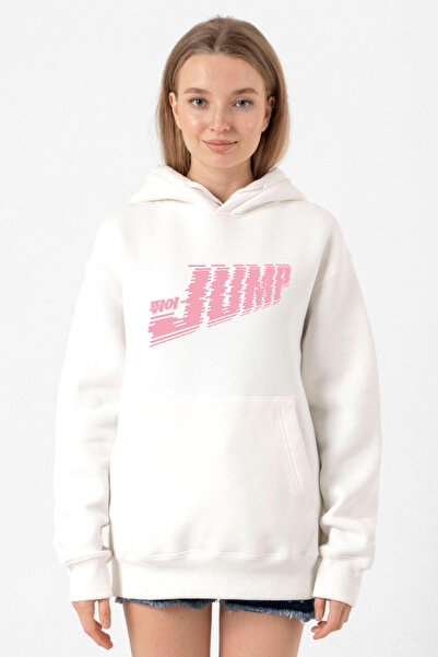 Tshirthane سويت شيرت بقلنسوة 3ip للسيدات باللون الأبيض من Blackpink Jump