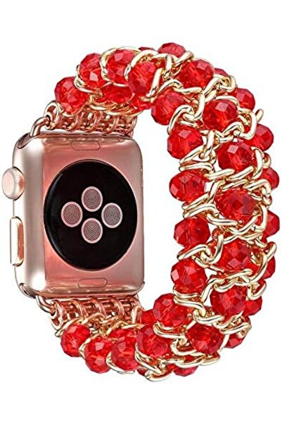 Other Replacement Crystal Beaded Stretch Elastic iWatch Strap for Apple Watch 38mm Series 3/2/1 Red