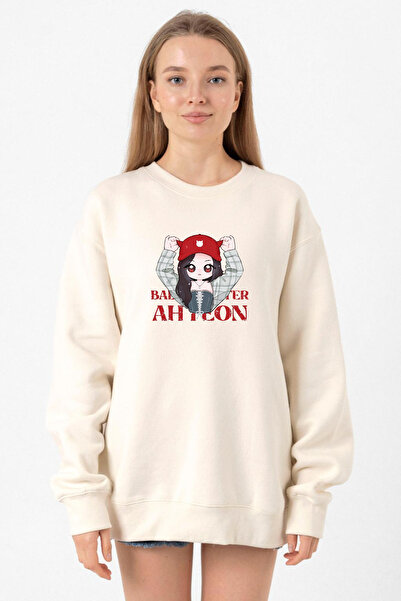 Tshirthane Ahyeon Babymonster Cap Ecru Women's 2-Thread Sweatshirt
