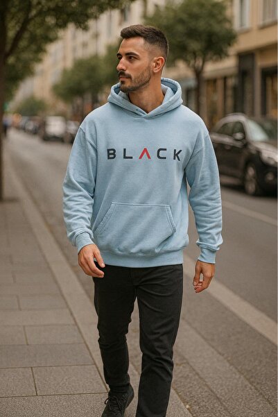 KOZİA OUTDOORS ΜΑΥΡΟ ανδρικό φούτερ oversize με στάμπα και κουκούλα