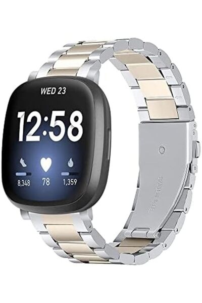 O Ozone Metal Watch Band | Fitbit Sense & Fitbit Versa 3 Smart Watch| Silver/Gold