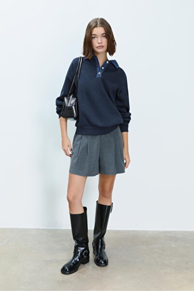 Stradivarius Denim collared sweatshirt