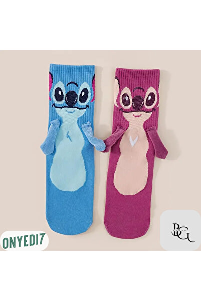 BGSignature Mıknatıslı Stitch Çorap – Koyu Pembe | Eğlenceli & Konforlu