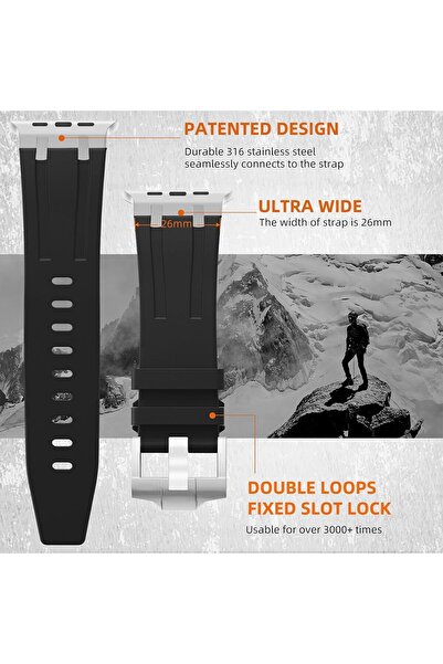 O Ozone (Pack of 2) Silicone Rubber Bands For Apple Watch Band Series 9 Ultra 8 7 6 5 4 3 2 1 SE Men- Multi