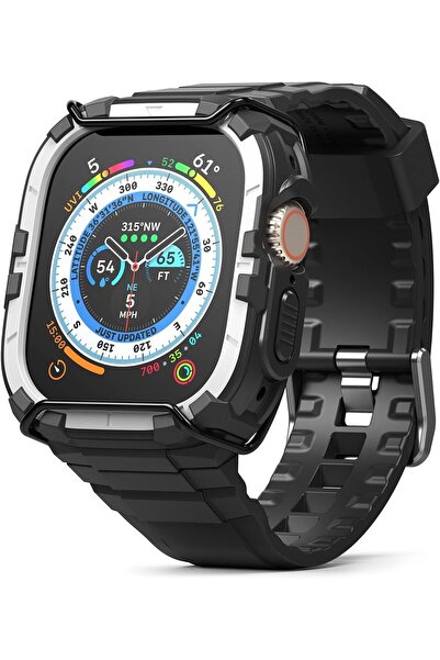 Ringke ساعة Apple Watch Ultra 2 / 1 [سوار + حافظة] | سلسلة Fusion-X Guard | أسود (مؤشر أبيض)
