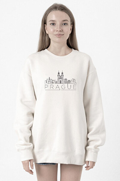 Tshirthane Prag Silhouette White Women's 2Ip Sweatshirt