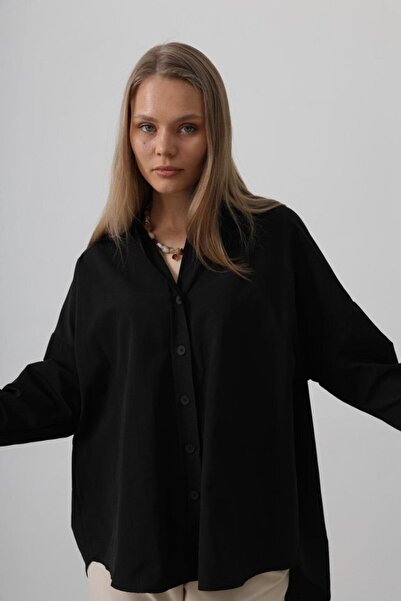 gl00my Wide Cuff Detailed Shirt - Black