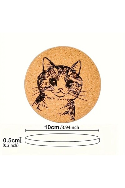 esdekor 6Pcs Whimsycat Carved Mushroom Coasters, Funny Cat Expression Drink Pads