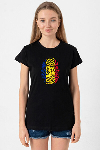 Tshirthane Romania Fingerprint Black Women's Tshirt