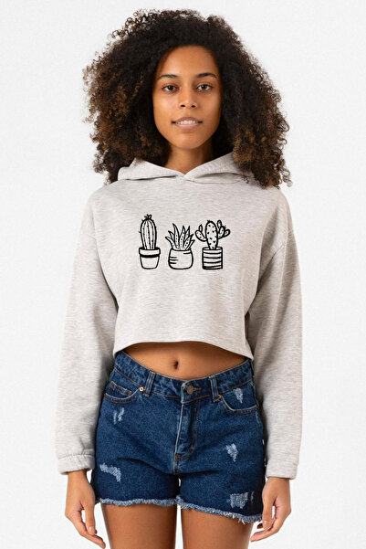 Tshirthane Cacti Grimelange Women's Crop Hoodie