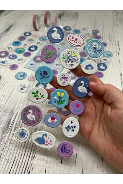 Kağıt Gemi Dükkan 3D Kabartmalı Tek Yaprak 18 Adet Menekşe Rengi Paket Mühür ...