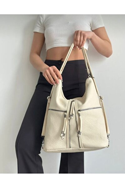 bag حقيبة ظهر وكتف نسائية من الجلد الناعم القابل للغسل