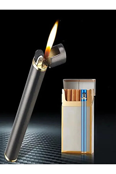 HEPBİMODA Sigara Ölçüsünde Metal Gazlı Çubuk Çakmak İnce Uzun Çakmak