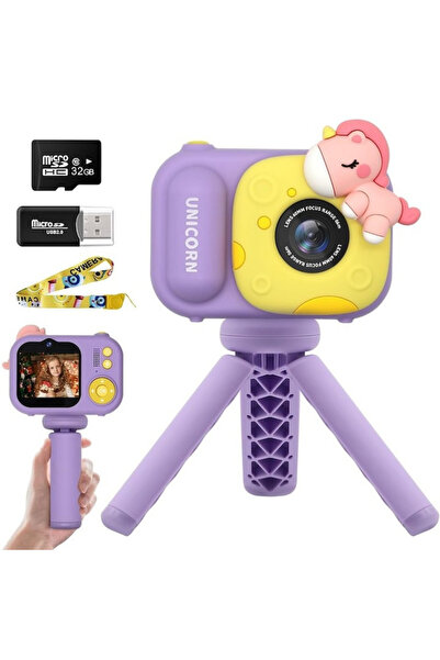Whimlets Cameră multifuncțională pentru copii - design unicorni, 48MP, înregi...