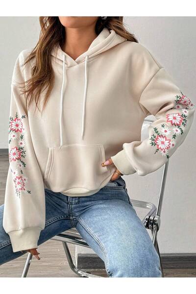 Deocept Γυναικείο φούτερ με στάμπα σε μαύρο κόκκινο πεταλούδα