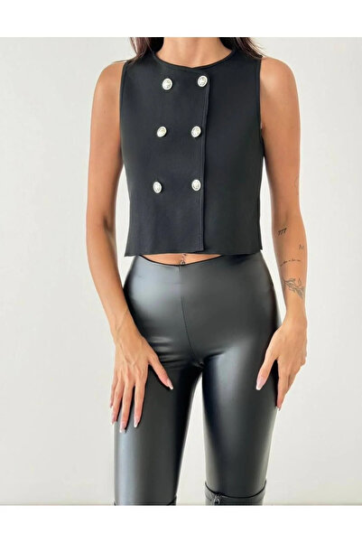 My Blog Black Lily Six Button Knitwear Vest - 4492
