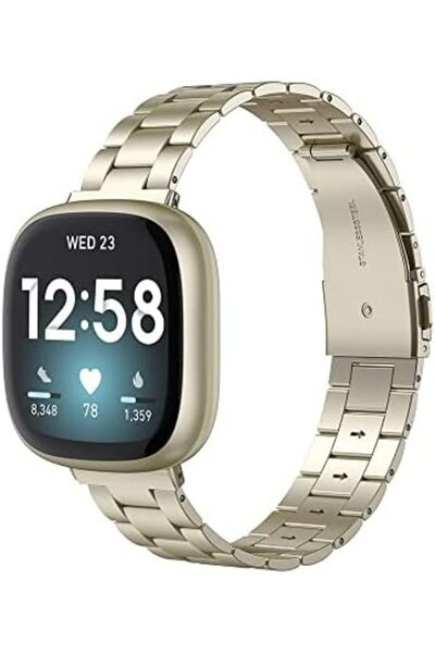 O Ozone Ultra-Thin Metal Band | Fitbit Sense & Fitbit Versa 3 Smart Watch | Classic Gold