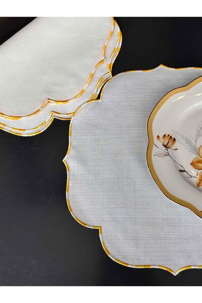 ROSSEV Set de 6 cuțite și șervețele sculptate Mila Supla în galben