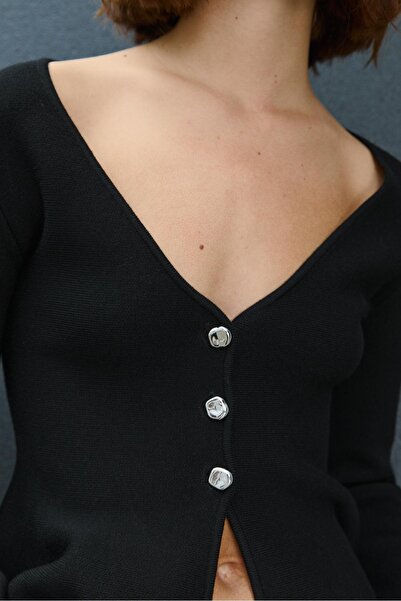 Stradivarius Düğmeli Peplum Örme Ceket