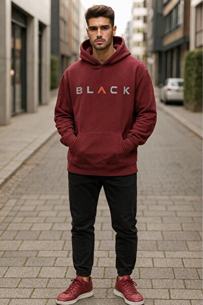 KOZİA OUTDOORS ΜΑΥΡΟ ανδρικό φούτερ oversize με στάμπα και κουκούλα