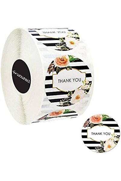 Wownect ملصق شكر بتصميم زهرة دائري [1 بوصة] [1000 ملصق]