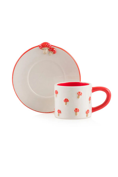 LC Waikiki Lcw Home Mixed Mushroom Patterned Ceramic Coffee Cup Set for Two 100 ml