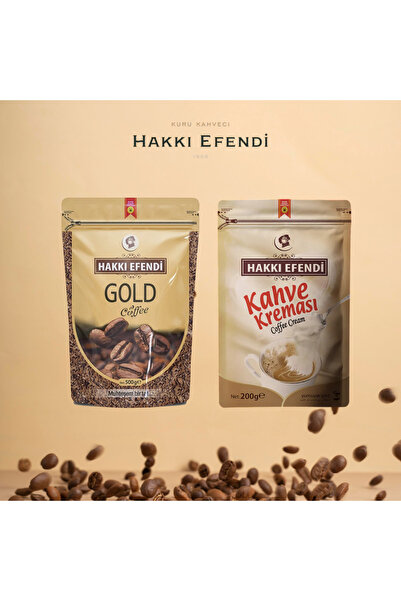 Hakkı Efendi قهوة ذهبية 150 جرام + كريمة قهوة 200 جرام طقم قهوة اقتصادي