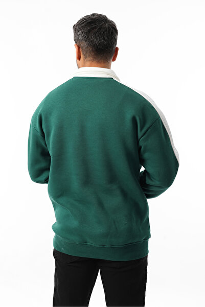 Rodrigo Ανδρικό φούτερ με κουμπιά, με μισό μέγεθος, από βαμβακερό μαλακό εσωτερικό φλις, με κουκούλα και γιακά πόλο